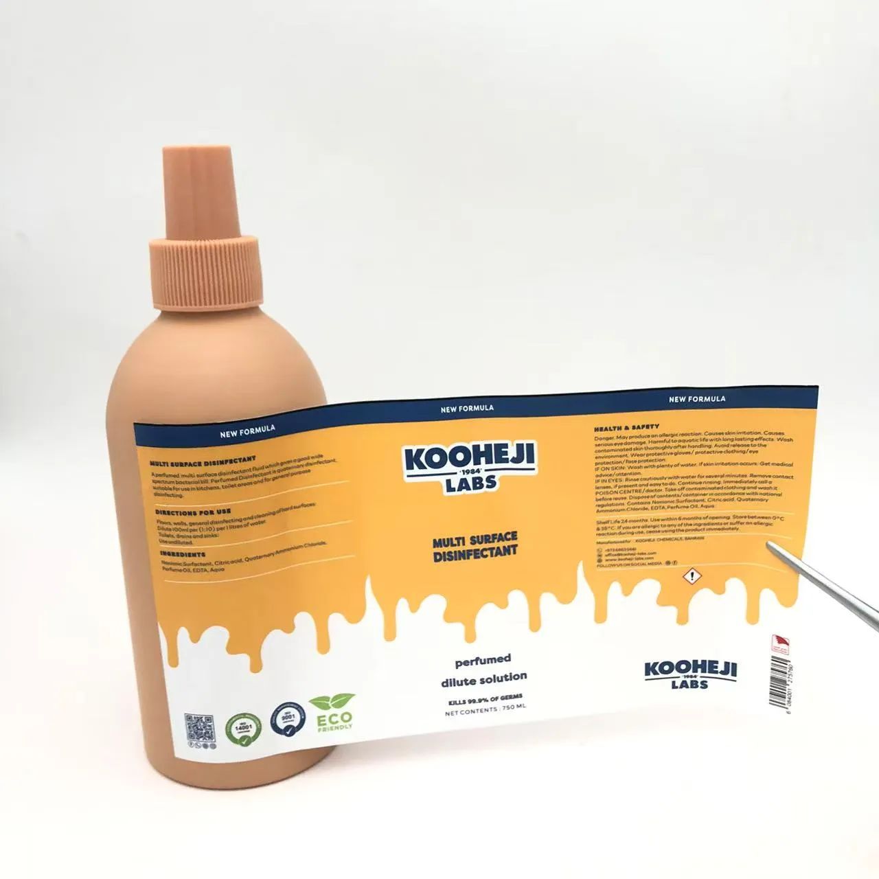 ڈس انفیکٹینٹ بوتل پیکیجنگ لیبل